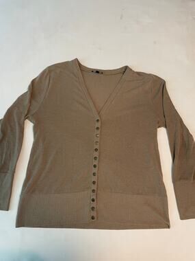 VERABENDI Women Long Sleeve Snaps Button Down V Neck Sweater Cardigan XL Brown